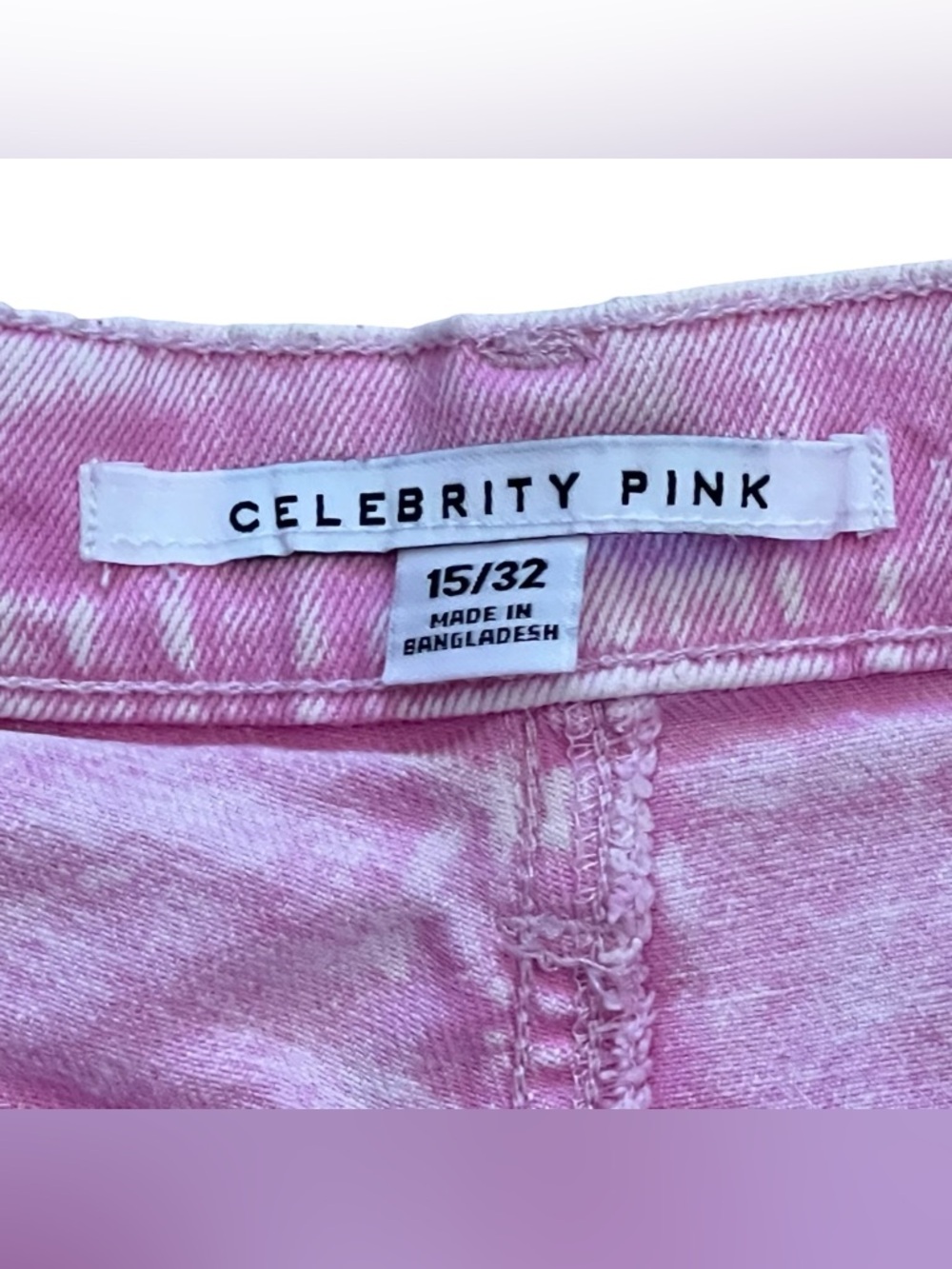 Y2K Pink Acid Wash Denim Shorts Size‎ 15/32 Frayed Hem - Picture 4 of 6